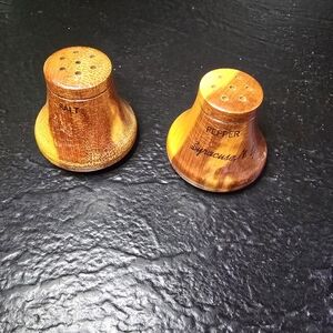 Vintage Miniature Wooden Salt and Pepper Shakers, Syracuse N.Y